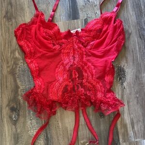 Red Lace Sheer Camisole with Adjustable Straps